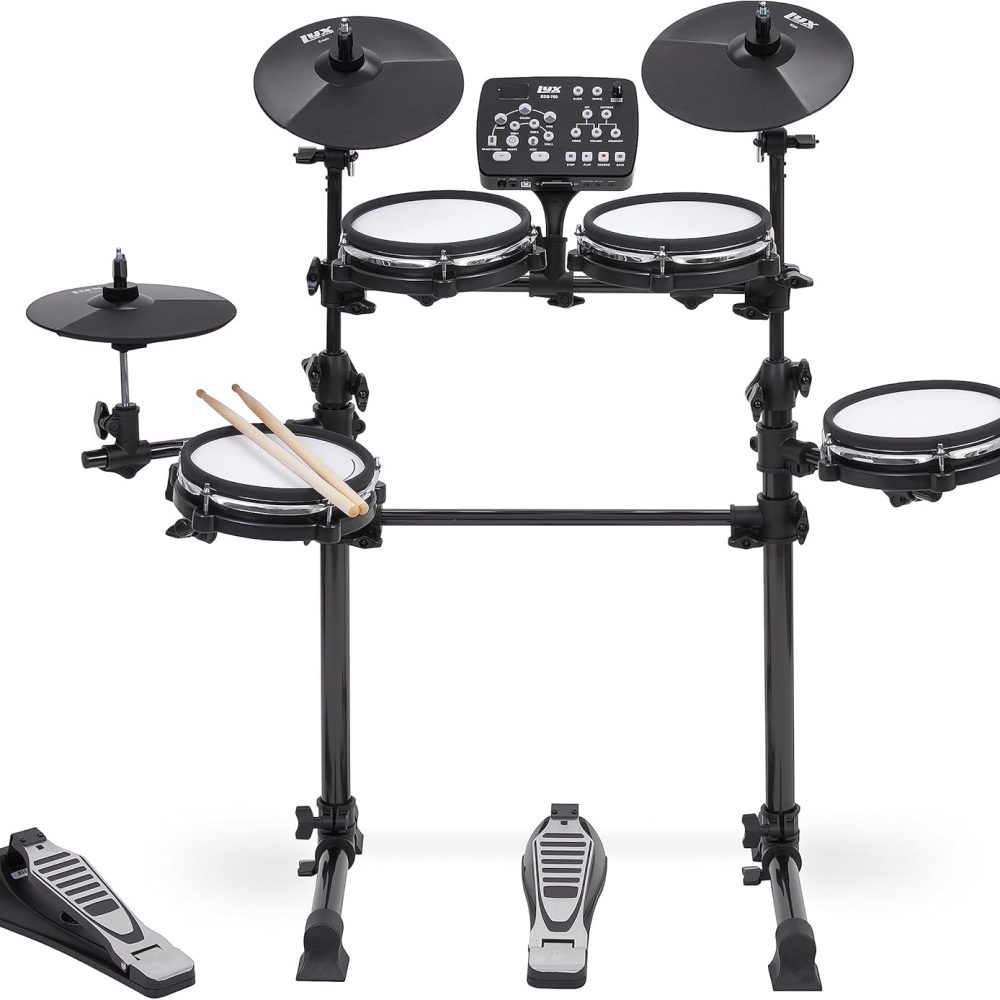 7-Piece Electronic Drum Kit, Professional Drum Set with Real Mesh Fabric, 209 Preloaded Sounds, 50 Play-Along Songs, Recording Capability, Cymbals & Kick Pedal, Drum Sticks And Key Included