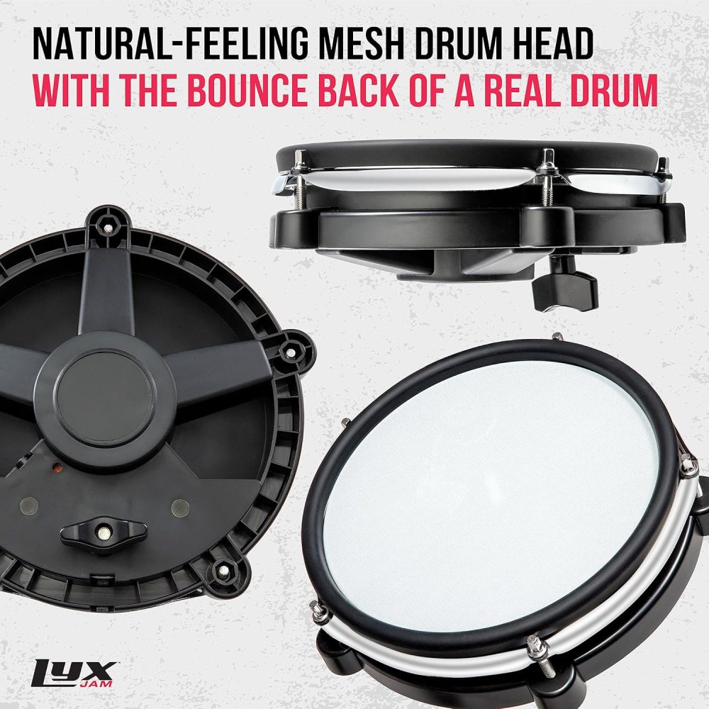 7-Piece Electronic Drum Kit, Professional Drum Set with Real Mesh Fabric, 209 Preloaded Sounds, 50 Play-Along Songs, Recording Capability, Cymbals & Kick Pedal, Drum Sticks And Key Included - Image 5