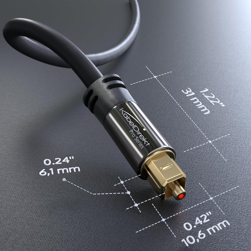 KabelDirekt TOSLINK – Optical Audio Cable – 6ft – Fiber Optic Cord, S/PDIF Digital Audio Optical Cable for Soundbar, Stereo Systems, Home Cinema, Xbox One/PS4 – Designed in Germany - Image 7