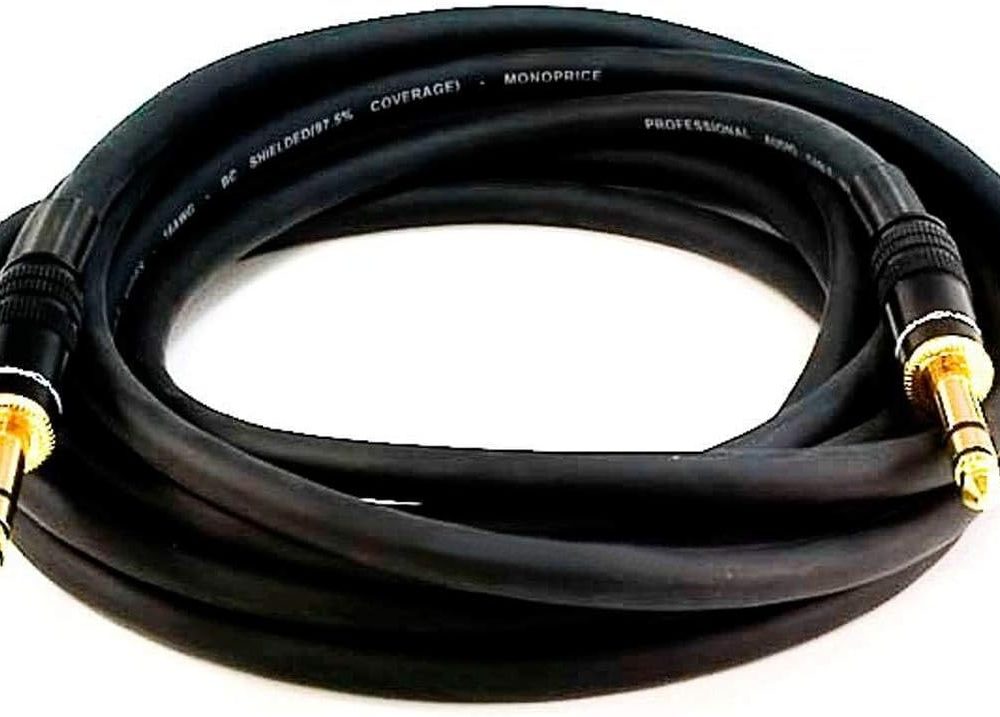Monoprice 1/4-Inch TRS Male to Male Cable - 25 Feet - Black, 16AWG, Gold Plated - Premier Series - Image 4