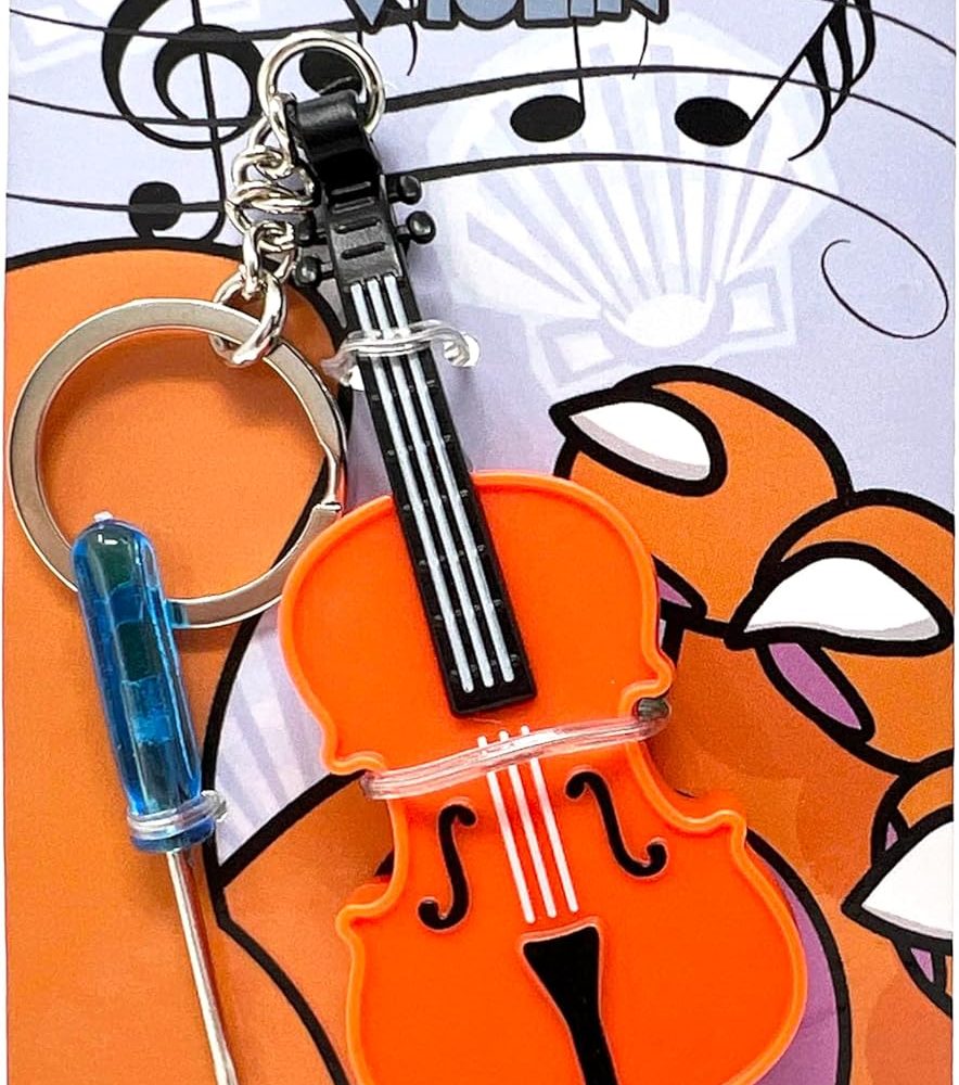 MunnyGrubbers - Original World's Smallest Violin Toy Keychain With Playable Sad Music - Tiny Mini Violin Keychain with Sound