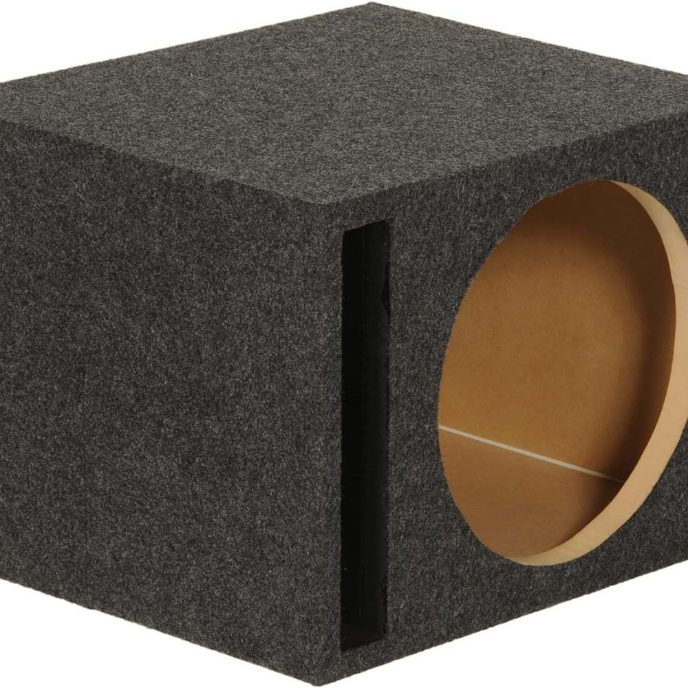 QPower 10 Inch Subwoofer Box, Vented Speaker Box for In-Car Audio