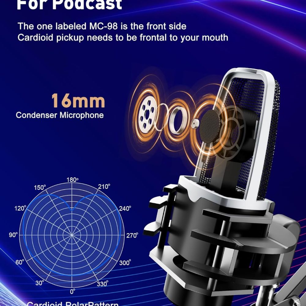 SINWE Podcast Equipment Bundle for 2,Audio Interface with Podcast Microphone for Smartphone & PC,All-in-One DJ Mixer,Plug-and-Play,Perfect for Streaming, Singing, YouTube & Gaming - Image 3