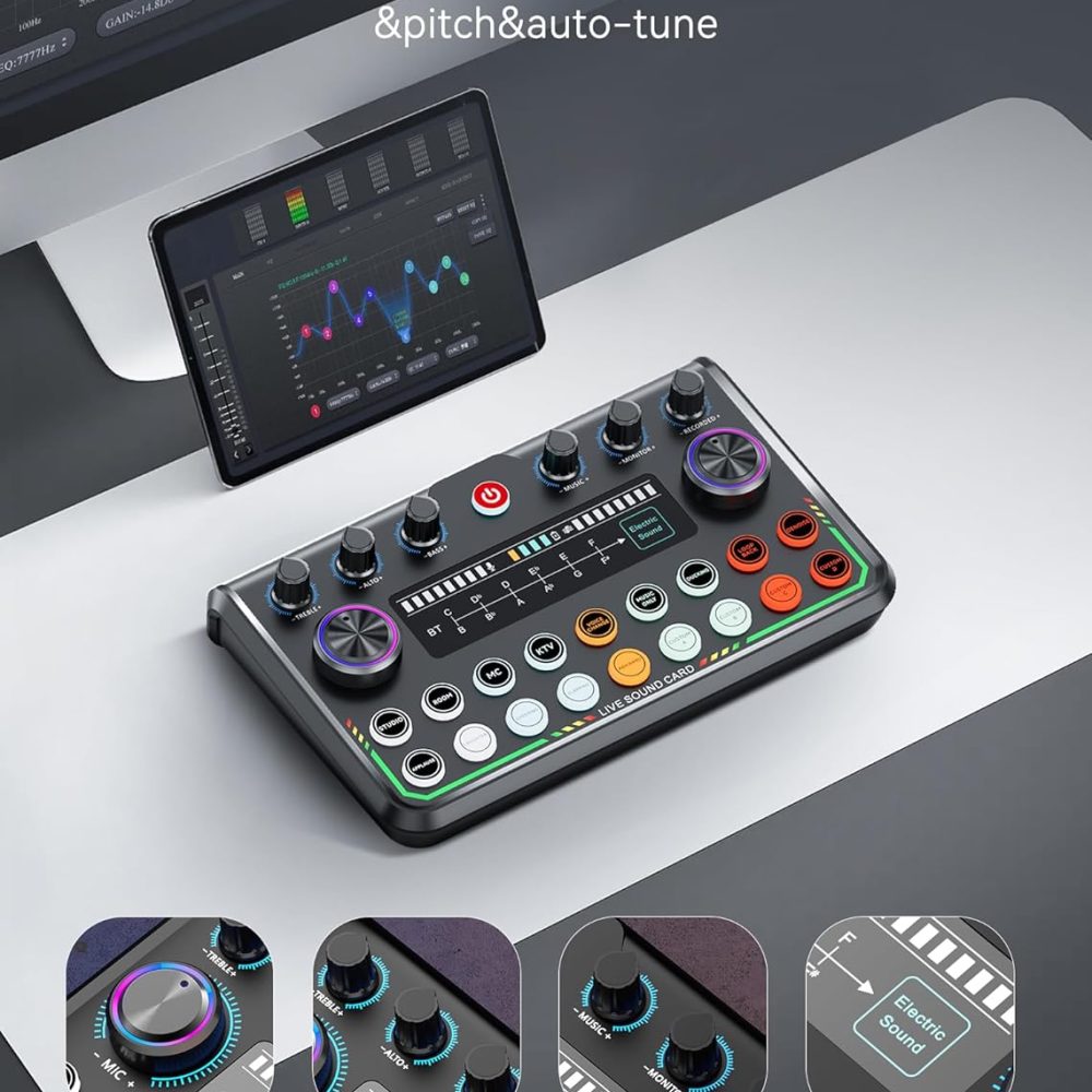 SINWE Podcast Equipment Bundle for 2,Audio Interface with Podcast Microphone for Smartphone & PC,All-in-One DJ Mixer,Plug-and-Play,Perfect for Streaming, Singing, YouTube & Gaming - Image 5
