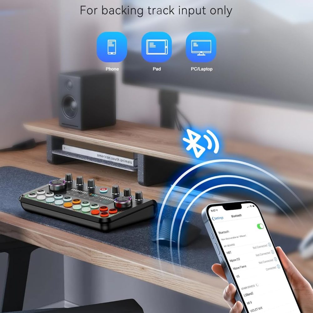 SINWE Podcast Equipment Bundle for 2,Audio Interface with Podcast Microphone for Smartphone & PC,All-in-One DJ Mixer,Plug-and-Play,Perfect for Streaming, Singing, YouTube & Gaming - Image 8